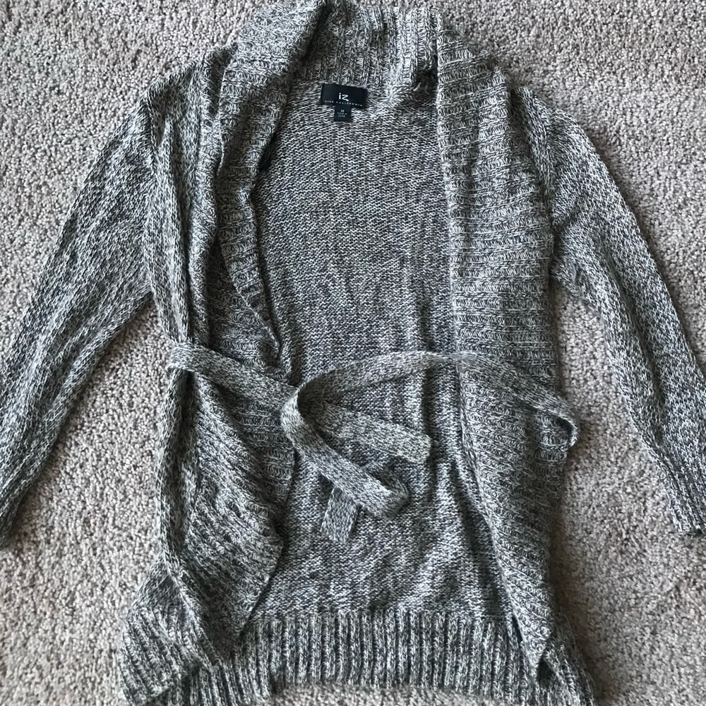 Brown IZ byer wrap cardigan with tie
